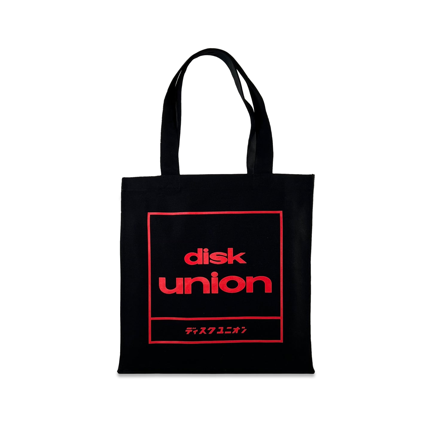 diskunion レコード トート 四角ロゴ (ブラック×レッド)
