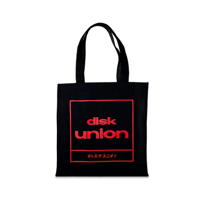 diskunion レコード トート 四角ロゴ (ブラック×レッド)